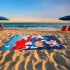 Toalha de Praia e Piscina KazzaVip Microfibra 100% Poli&eacute;ster Estampada Anti Areia Licenciada Superman & Krypto 70cm x 140m Azul