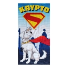 Toalha de Praia e Piscina KazzaVip Microfibra 100% Poli&eacute;ster Estampada Anti Areia Licenciada Krypto 70cm x 140m Azul