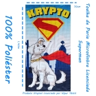 Toalha de Praia e Piscina KazzaVip Microfibra 100% Poli&eacute;ster Estampada Anti Areia Licenciada Krypto 70cm x 140m Azul