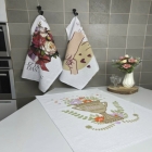 Kit 11 Pano De Prato Copa KazzaVip Sacaria 90% Algod&atilde;o Mae 50cmx70cm Estampado Branco Off-White